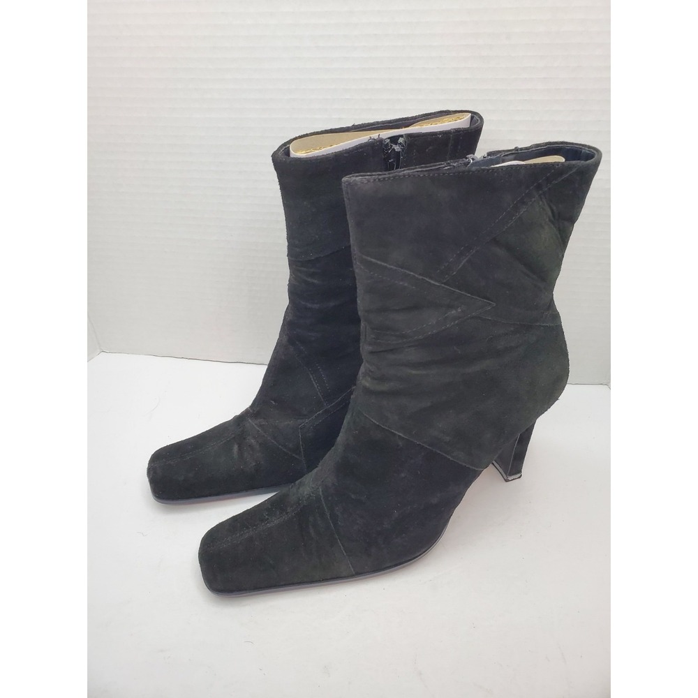 LEI Boots‎ Ditto Black Heels Womens 8.5 Suede Leather Witchy Whimsigoth Gothic
